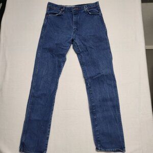 Vintage WRANGLER 13MWZPW 36" x 38" Mens Starched JEANS Blue Dark Wash COWBOY CUT